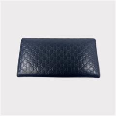 GUCCI Microguccissima Leather Continental Flap Black Wallet 449396